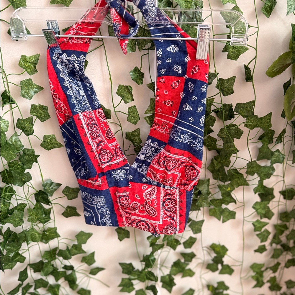 Red and Blue Bandana Print Halter Top